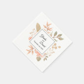 パーソナライズされた素朴秋フローラ結婚ズ スタンダードカクテルナプキン (角)