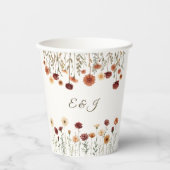 パーソナライズされた素朴秋フローラ結婚紙カップ 紙コップ (正面)