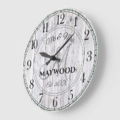 パーソナライズされた素朴結婚の新婚モノグラムの者 ラージ壁時計 (傾斜)