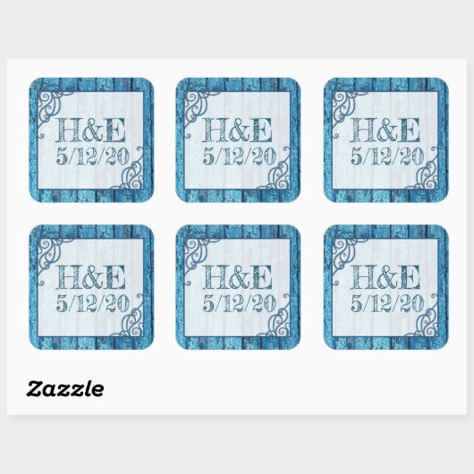 パーソナライズされた素朴絵を描動揺してBlue スクエアシール (シート)