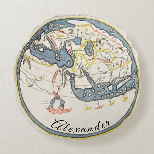 パーソナライズされた素朴航海のヴィンテージ ラウンドクッション (正面)