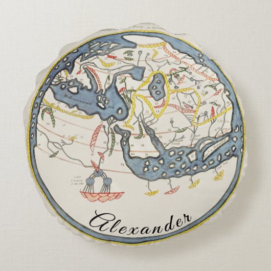 パーソナライズされた素朴航海のヴィンテージ ラウンドクッション (裏面)