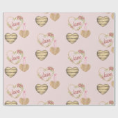 パーソナライズされた素朴3ハート ラッピングペーパー (フラット)