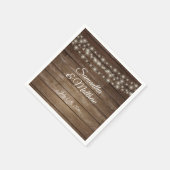 パーソナライズされた素朴Country Wood Lights結婚's スタンダードカクテルナプキン (角)