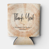 パーソナライズされた素朴Wood Diskありがとうござ結婚う 缶クーラー (正面)