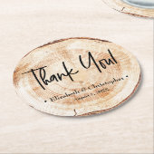 パーソナライズされた素朴Wood Disk Thank 結婚s Co ラウンドペーパーコースター (アングル)
