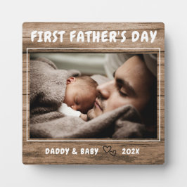 パーソナライズされた素朴Wood First Father's Dayの写真 フォトプラーク