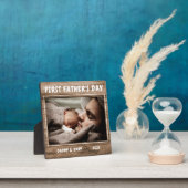 パーソナライズされた素朴Wood First Father's Dayの写真 フォトプラーク (インサイチュ)