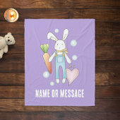 パーソナライズされた紫のかわいいぬいぐるみウサギ フリースブランケット