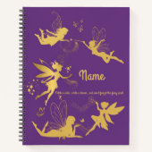 パーソナライズされた紫の妖精の書き込みと描き込みノートブック ノートブック (正面)