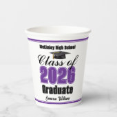 パーソナライズされた紫色の2026年卒業パーティー 紙コップ (正面)