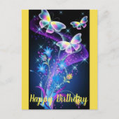 パーソナライズされた紫 黄 青 スパークル蝶 ポストカード (正面)