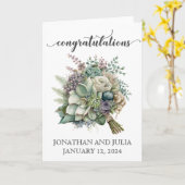 パーソナライズされた結婚お祝い花 カード (黄色い花)