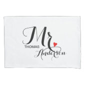 パーソナライズされた結婚のカップル – ハートとのミスター 枕カバー (正面)