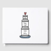 パーソナライズされた結婚のケーキイラストレーション結婚 ゲストブック (正面)