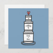 パーソナライズされた結婚のケーキイラストレーション結婚 招待状 (正面/裏面)