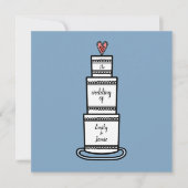 パーソナライズされた結婚のケーキイラストレーション結婚 招待状 (正面)