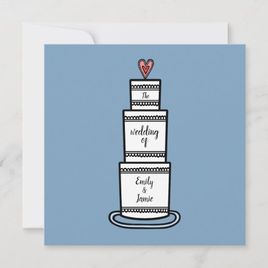 パーソナライズされた結婚のケーキイラストレーション結婚 招待状 (正面)
