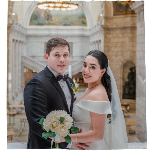 パーソナライズされた結婚のシャワーカーテン シャワーカーテン (正面)