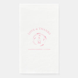 パーソナライズされた結婚のナプキンスモノグラムのピンク