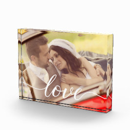 パーソナライズされた結婚の写真エレガントLove Script フォトブロック