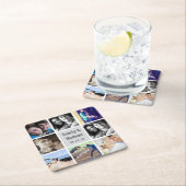 パーソナライズされた結婚の写真モダンコラージュ スクエアペーパーコースター (インサイチュ)