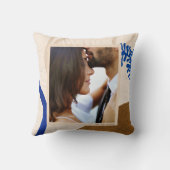 パーソナライズされた結婚の写真モダン自然青 クッション (裏面)