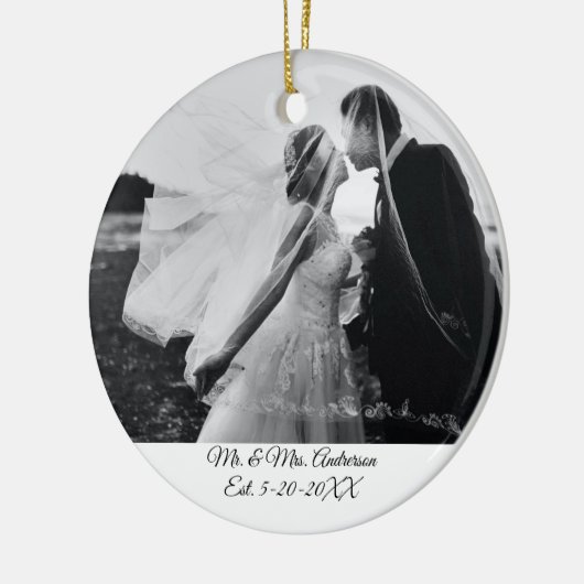 パーソナライズされた結婚の写真 セラミックオーナメント (左)