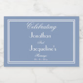 パーソナライズされた結婚の埃っぽいブルーミニ スパークリングワインラベル (シングルラベル)