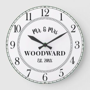 パーソナライズされた結婚の新婚の大時計 ラージ壁時計