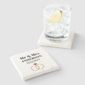 パーソナライズされた結婚の誓い ストーンコースター (横)