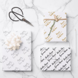 パーソナライズされた結婚ウィッシュシルバー金ゴールド白黒 ラッピングペーパーシート