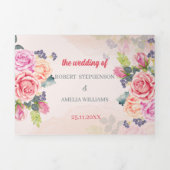 パーソナライズされた結婚エレガントバラ花 三つ折り招待状 (カバー)