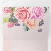 パーソナライズされた結婚エレガントバラ花 三つ折り招待状 (内部最初)