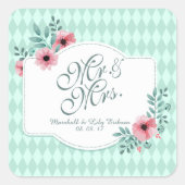 パーソナライズされた結婚エレガントフローラ スクエアシール (正面)