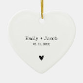 パーソナライズされた結婚カップル結婚した婚約 セラミックオーナメント (正面)