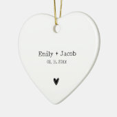 パーソナライズされた結婚カップル結婚した婚約 セラミックオーナメント (左)