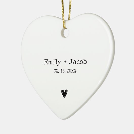 パーソナライズされた結婚カップル結婚した婚約 セラミックオーナメント (左)