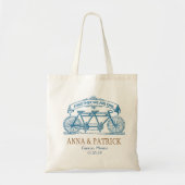 パーソナライズされた結婚ギフトタンデム自転車 トートバッグ (正面)