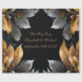 パーソナライズされた結婚ギフト金ゴールド・シルバー ラッピングペーパー (フラット)