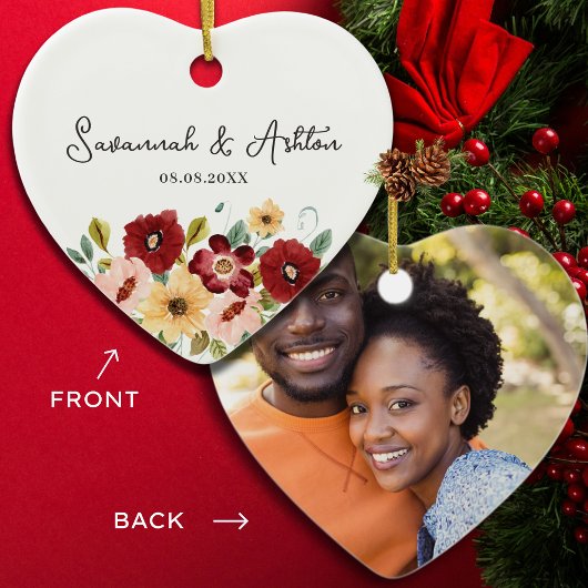 パーソナライズされた結婚ギフト – カップル結婚したギフト セラミックオーナメント