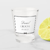 パーソナライズされた結婚クラシックのシンプル ショットグラス (正面)