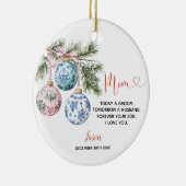 パーソナライズされた結婚クリスマス新郎のお母さん セラミックオーナメント (右)