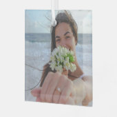 パーソナライズされた結婚クリスマス・カップル ガラスオーナメント (正面左)