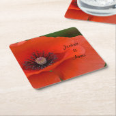 パーソナライズされた結婚ケシ スクエアペーパーコースター (アングル)