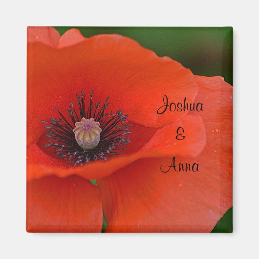 パーソナライズされた結婚ケシ マグネット (正面)