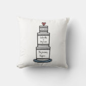 パーソナライズされた結婚ケーキイラストレーション クッション (正面)