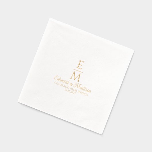 パーソナライズされた結婚シンプルモノグラム 箔ナプキン (左)