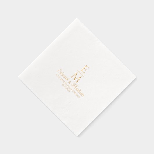 パーソナライズされた結婚シンプルモノグラム 箔ナプキン (右)