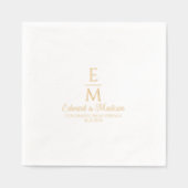 パーソナライズされた結婚シンプルモノグラム 箔ナプキン (正面)